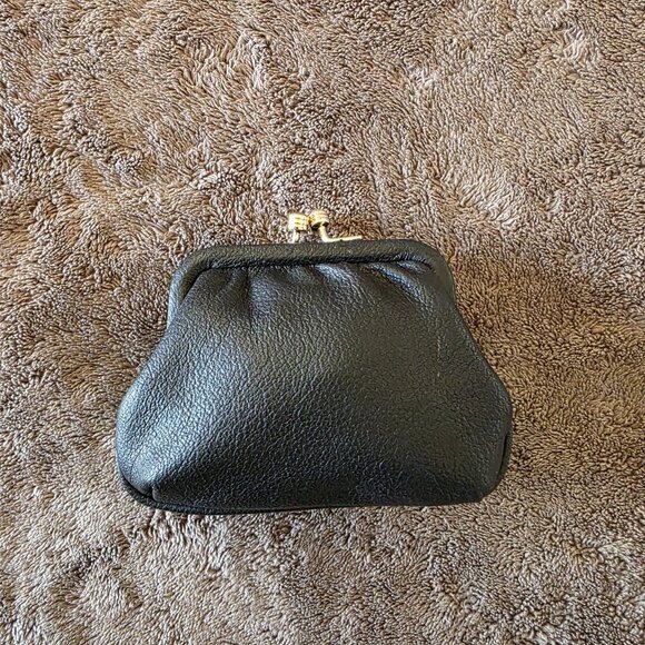 DOONEY & BOURKE Black Pebbled Leather Gold Kiss Lock Coin Purse NWT - Picture 5 of 15